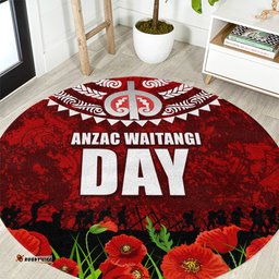 New Zealand ANZAC Waitangi Day Round Carpet Hei Tiki and Soldier LT03