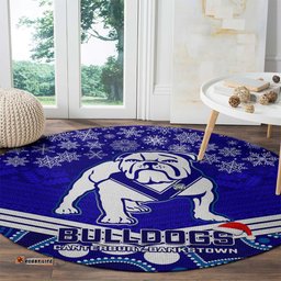 Custom Bulldogs Rugby Christmas Round Carpet Merry Xmas 2023 Mix Aboriginal Art
