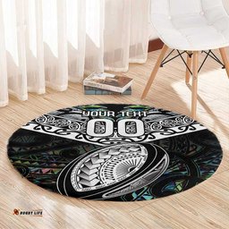 Custom New Zealand Round Carpet Maori Rugby Tattoo Papua Shell