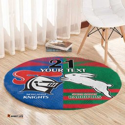 Custom Knights and Rabbitohs Rugby Round Carpet Sporty Style