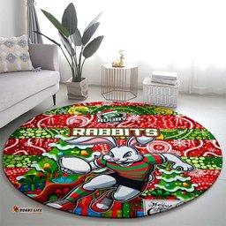 Rabbitohs Rugby Merry Christmas Round Carpet Indigenous Australian Art