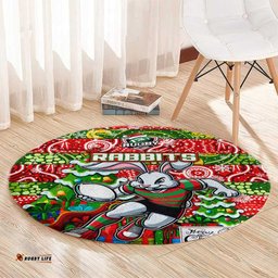 Rabbitohs Rugby Merry Christmas Round Carpet Indigenous Australian Art
