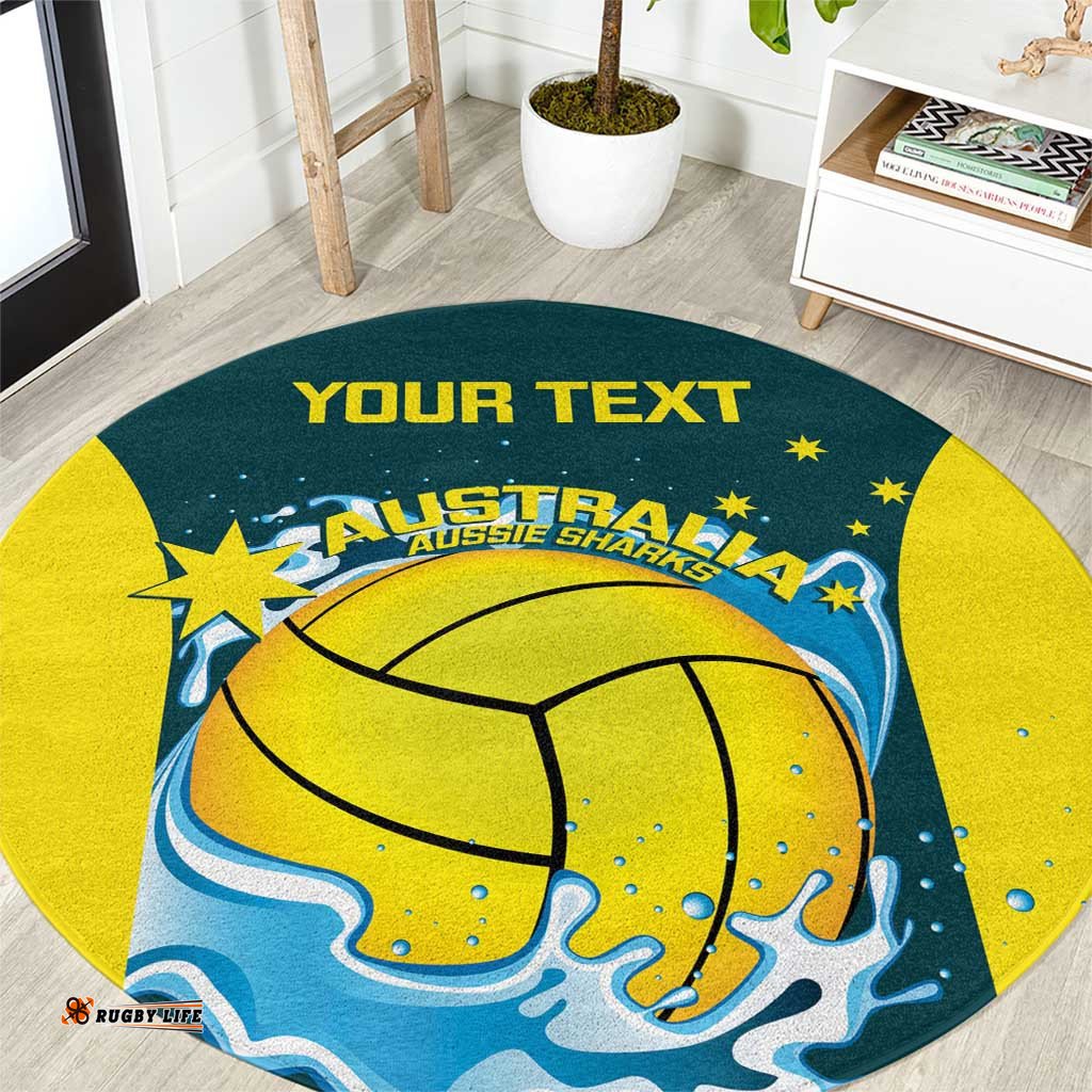 Custom Australia Water Polo 2024 Round Carpet Aussie Shark National Color Version