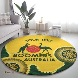 Custom Australia Boomers Round Carpet Aboriginal With Marble Pattern Yellow