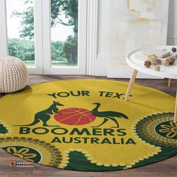 Custom Australia Boomers Round Carpet Aboriginal With Marble Pattern Yellow
