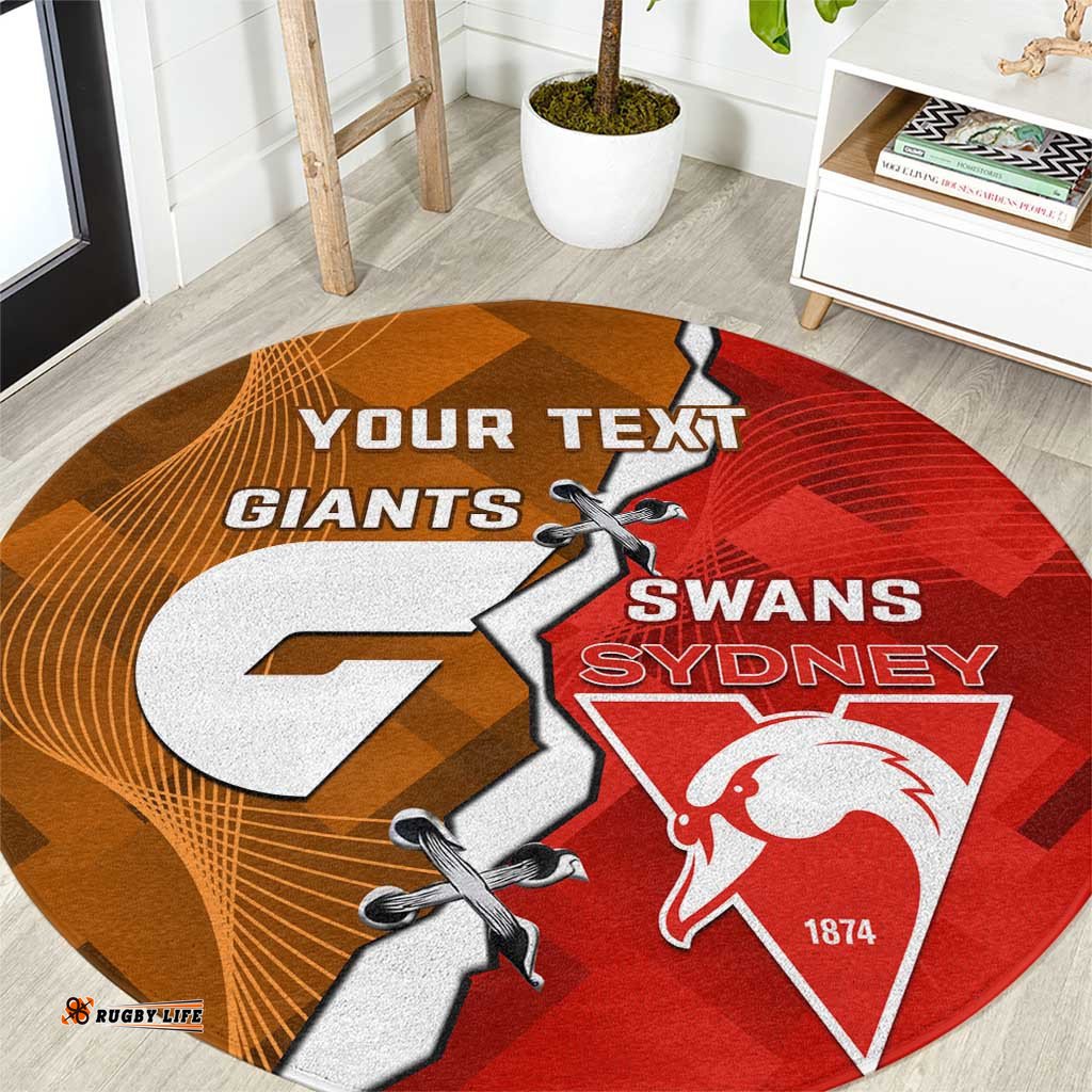 Personalised Giants And Swans Football Round Carpet Dynamic Style