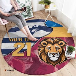 Brisbane Geelong Football Custom Round Carpet Cracked Metal Style