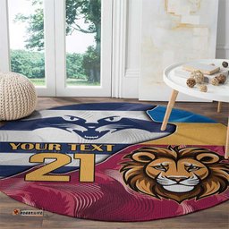 Brisbane Geelong Football Custom Round Carpet Cracked Metal Style