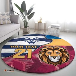 Brisbane Geelong Football Custom Round Carpet Cracked Metal Style