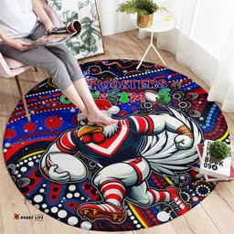 Merry Christmas Sydney Roosters Round Carpet Aboriginal Santa Rugby Mascot Tricolours
