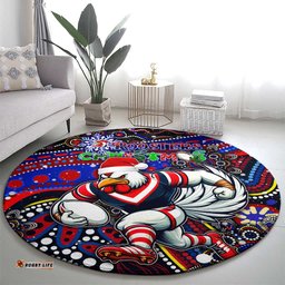 Merry Christmas Sydney Roosters Round Carpet Aboriginal Santa Rugby Mascot Tricolours
