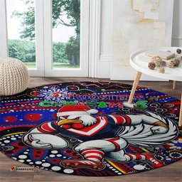 Merry Christmas Sydney Roosters Round Carpet Aboriginal Santa Rugby Mascot Tricolours