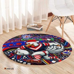 Merry Christmas Sydney Roosters Round Carpet Aboriginal Santa Rugby Mascot Tricolours