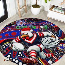 Merry Christmas Sydney Roosters Round Carpet Aboriginal Santa Rugby Mascot Tricolours