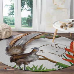 Australia Superb Lyrebird Round Carpet Aussie Map Rainforest Vibes