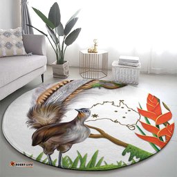 Australia Superb Lyrebird Round Carpet Aussie Map Rainforest Vibes