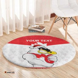 AFL Sydney Christmas Personalised Round Carpet with Swans Mascot Simple Style
