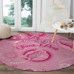 Personalised Australia Indigenous Round Carpet Breast Cancer Ribbon Think Pink Pink Version