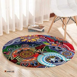 Custom NAIDOC Week 2024 Essendon Bombers Round Carpet Australia Aboriginal Dot Painting