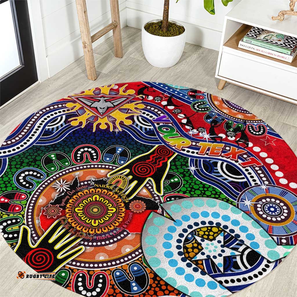 Custom NAIDOC Week 2024 Essendon Bombers Round Carpet Australia Aboriginal Dot Painting