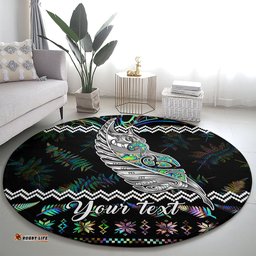 Personalised New Zealand Christmas Round Carpet Maori Fern Manaia Meri Kirihimete with Papaua Shell
