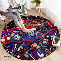 Merry Christmas Newcastle Knights Round Carpet Aboriginal Santa Rugby Mascot Novocastrians