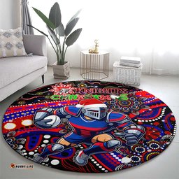 Merry Christmas Newcastle Knights Round Carpet Aboriginal Santa Rugby Mascot Novocastrians