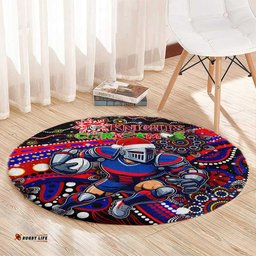 Merry Christmas Newcastle Knights Round Carpet Aboriginal Santa Rugby Mascot Novocastrians