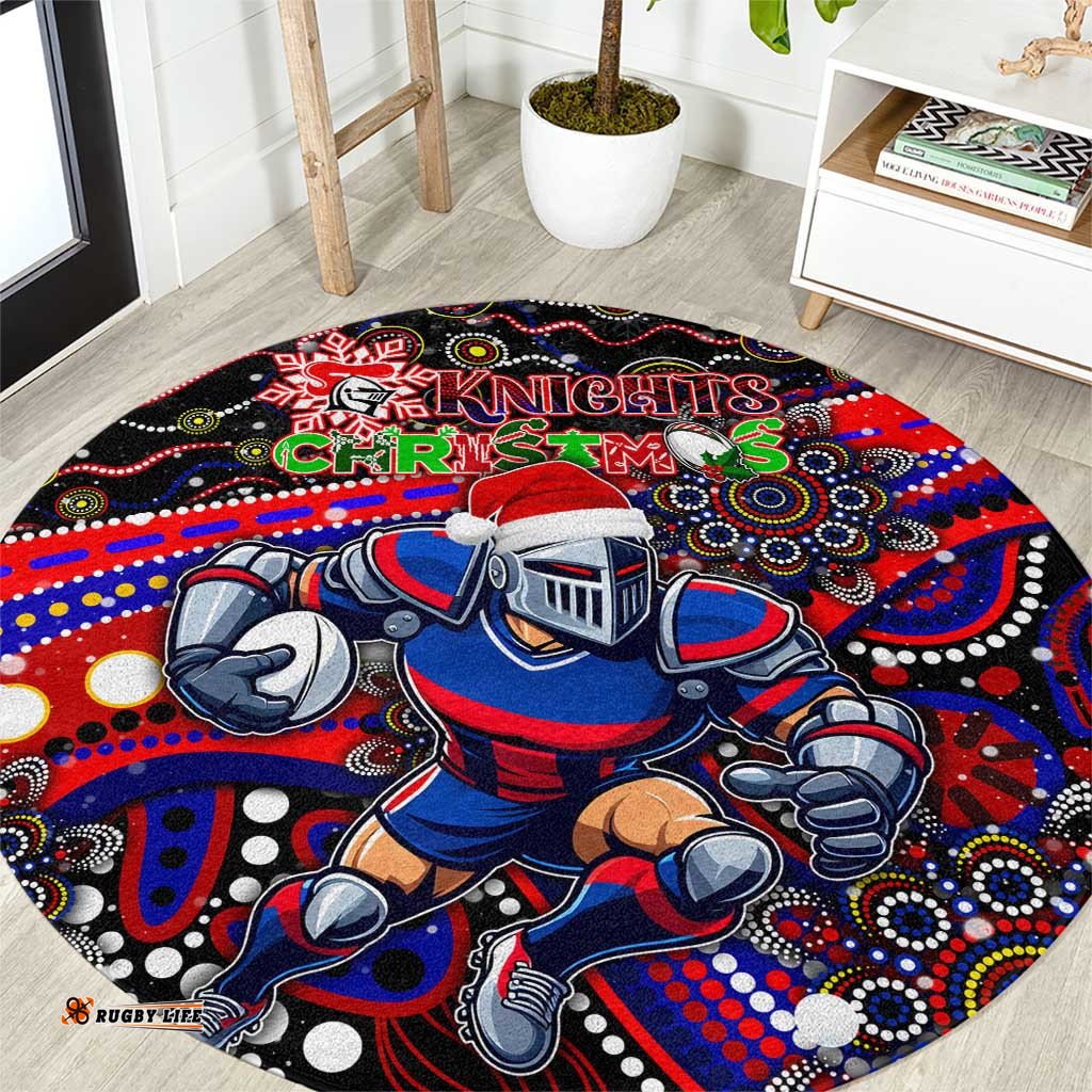 Merry Christmas Newcastle Knights Round Carpet Aboriginal Santa Rugby Mascot Novocastrians