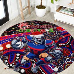 Merry Christmas Newcastle Knights Round Carpet Aboriginal Santa Rugby Mascot Novocastrians