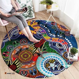 Custom NAIDOC Week 2024 Adelaide Crows Round Carpet Australia Aboriginal Dot Painting DT02