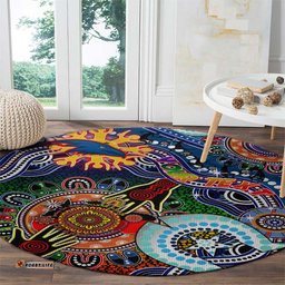 Custom NAIDOC Week 2024 Adelaide Crows Round Carpet Australia Aboriginal Dot Painting DT02
