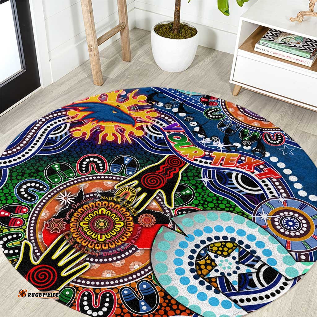 Custom NAIDOC Week 2024 Adelaide Crows Round Carpet Australia Aboriginal Dot Painting DT02