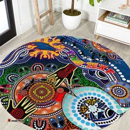 Custom NAIDOC Week 2024 Adelaide Crows Round Carpet Australia Aboriginal Dot Painting DT02
