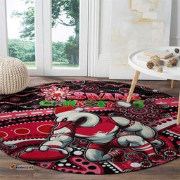 Merry Christmas AFL Swans Round Carpet Aboriginal Santa Football Mascot