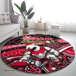 Merry Christmas AFL Swans Round Carpet Aboriginal Santa Football Mascot