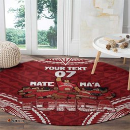 Personalized Mate Maa Tonga Rugby Round Carpet Ofa Atu Tonga