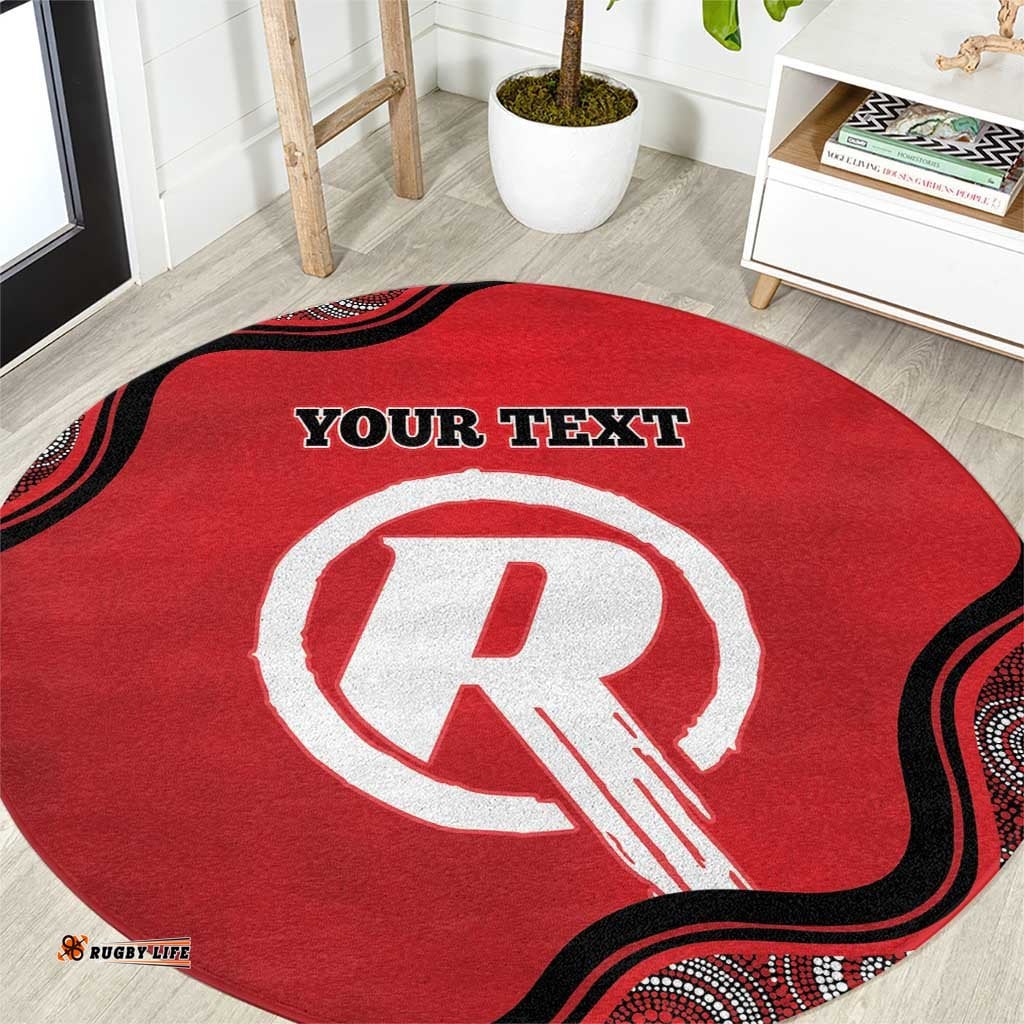 Custom Melbourne Renegades Round Carpet Indigenous Art Grunge Style