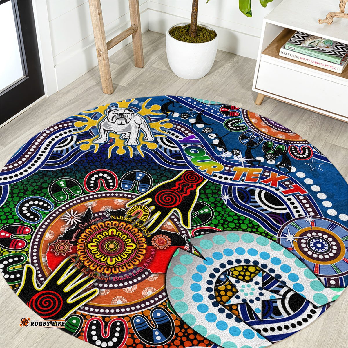 Personalised Bulldogs NAIDOC Week 2024 Round Carpet Australia Aboriginal Dot Painting