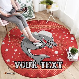 Custom Dolphins Rugby Round Carpet Chirstmas Vibe 2023