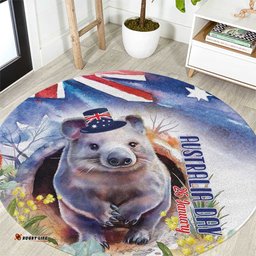Wombat Australia Day Round Carpet Happy 26 January Banksia Watercolor