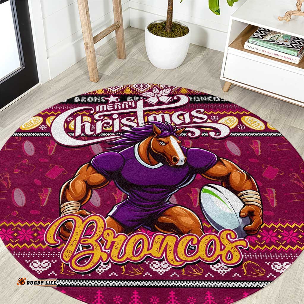 Broncos Rugby Xmas Round Carpet Australia NRL Mascot