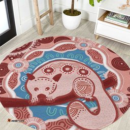 Blush Pink Australia Possum Round Carpet Indigenous Art