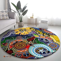Custom NAIDOC Week 2024 Richmond Tiger Round Carpet Australia Aboriginal Dot Painting DT02