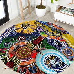 Custom NAIDOC Week 2024 Richmond Tiger Round Carpet Australia Aboriginal Dot Painting DT02
