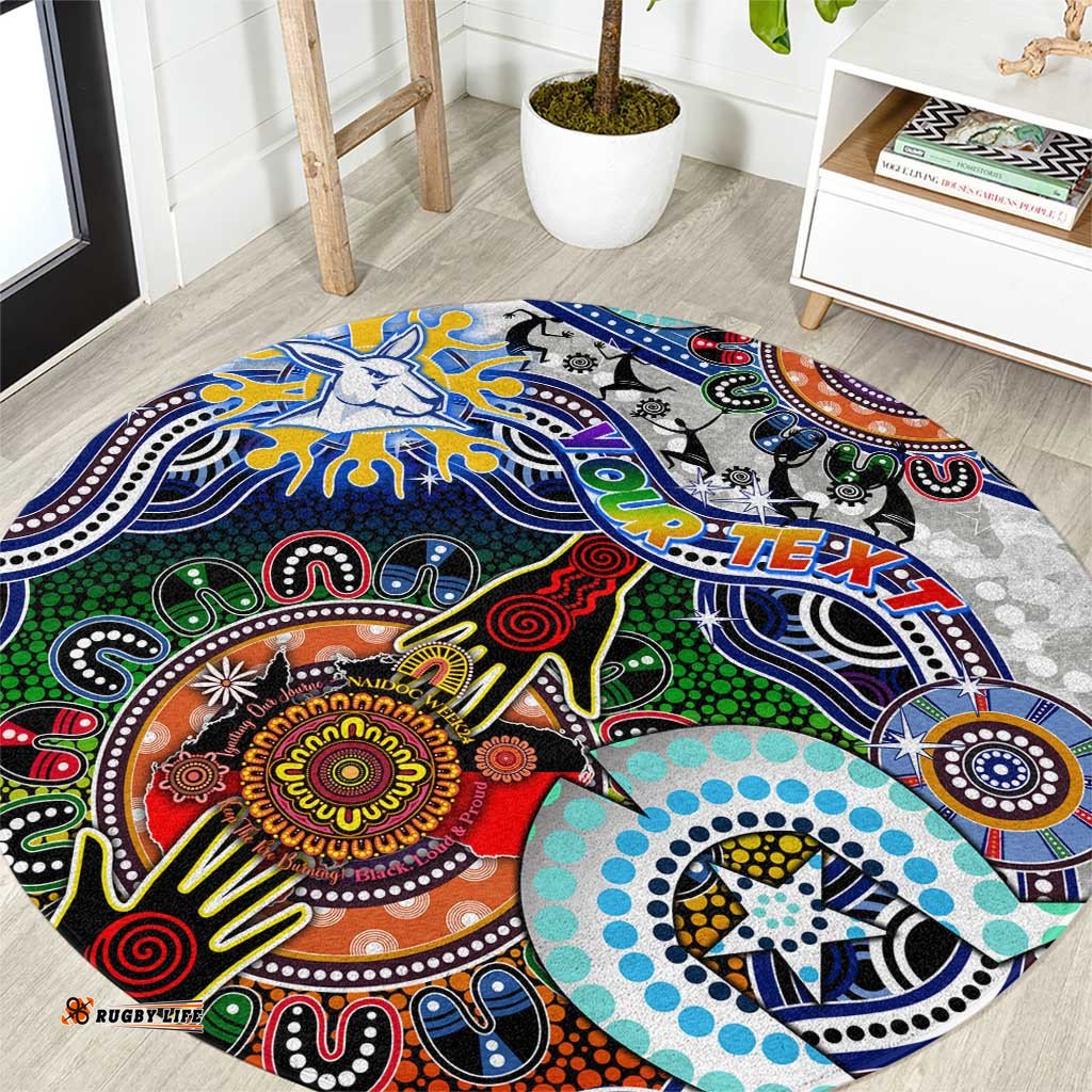 Custom NAIDOC Week 2024 North Melbourne Kangaroos Round Carpet Australia Aboriginal Dot Painting
