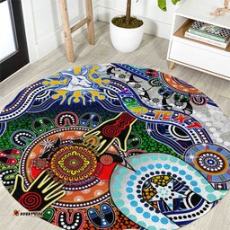Custom NAIDOC Week 2024 North Melbourne Kangaroos Round Carpet Australia Aboriginal Dot Painting