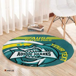 Custom Australia Water Polo 2024 Round Carpet Aussie Shark Sporty Version