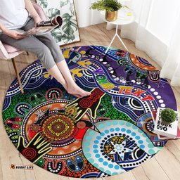 Personalised Storm NAIDOC Week 2024 Round Carpet Australia Aboriginal Dot Painting