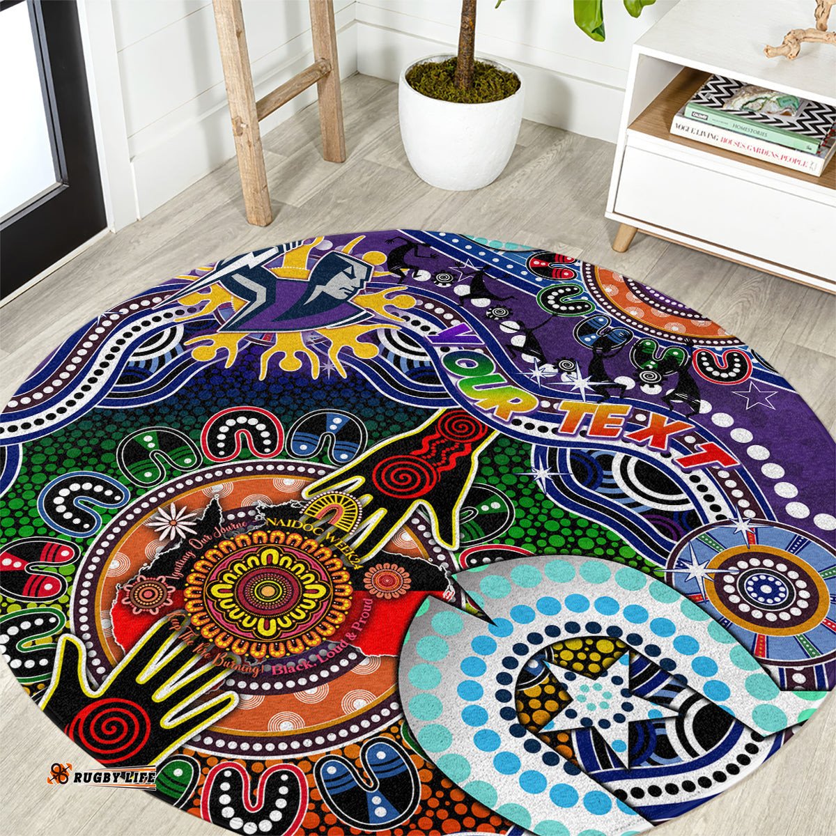 Personalised Storm NAIDOC Week 2024 Round Carpet Australia Aboriginal Dot Painting